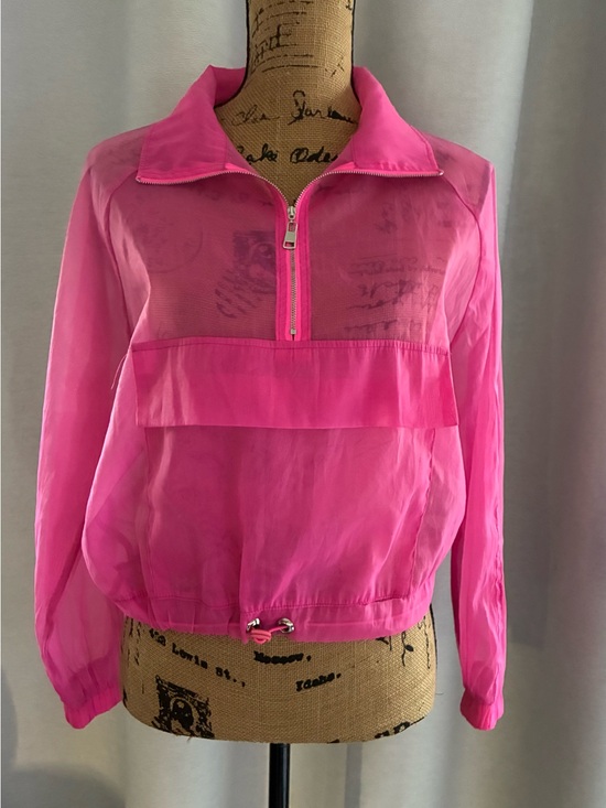 love J Tops - love J Pink Sheer Half-Zip Pullover Windbreaker